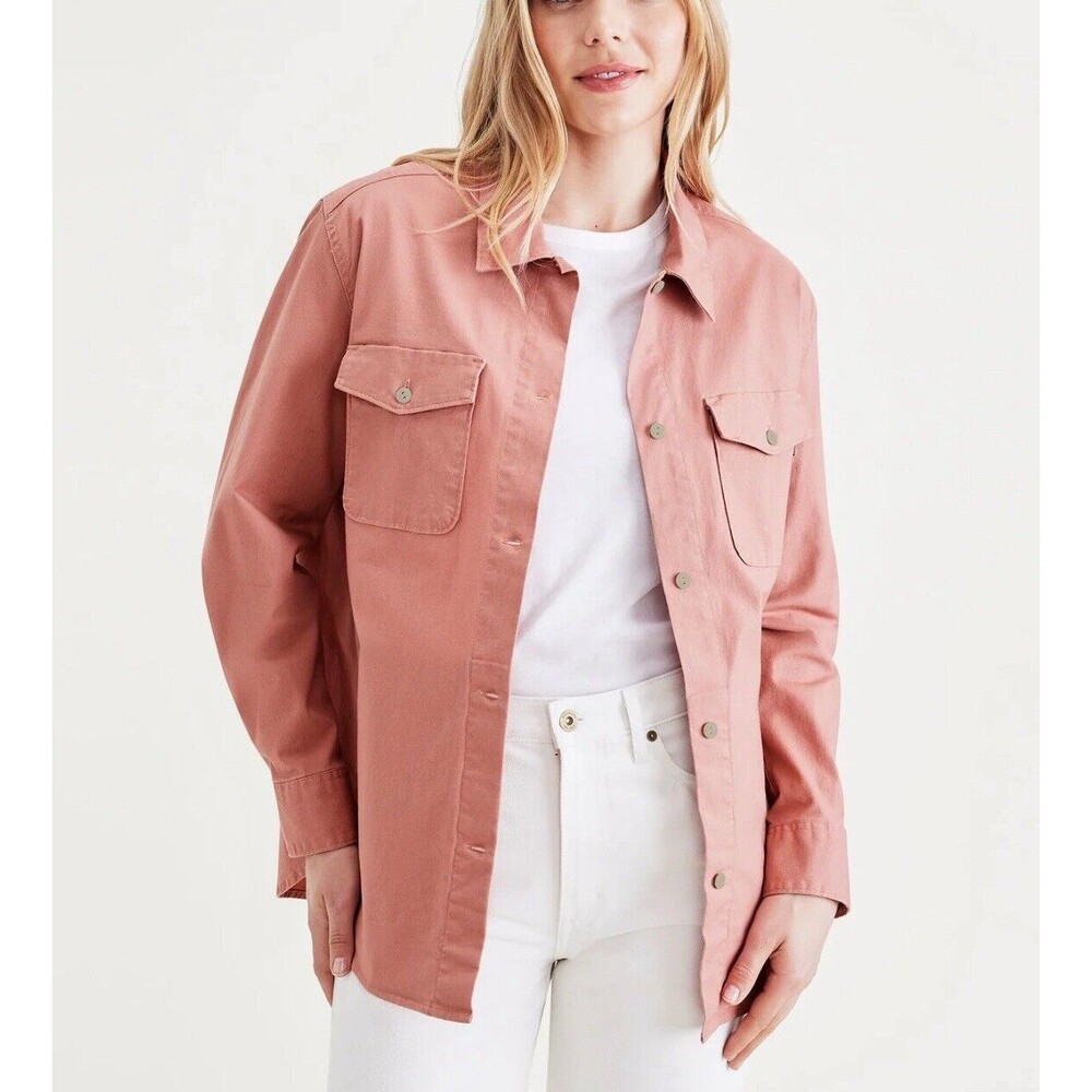 Dockers Shacket Salmon Chore Shirt Jacket Sz XL Pockets Button NWT Womens